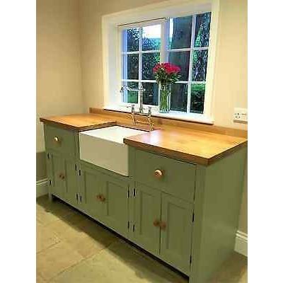 Free Standing Belfast Sink Unit with Rustic Oak Worktop, includes sink and taps