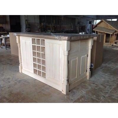 Solid Pine Island Unit with Traditional Turned Corner Profiles