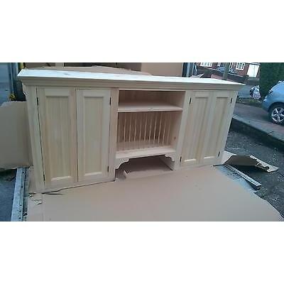 Solid pine kitchen wall cabinet with plate rack