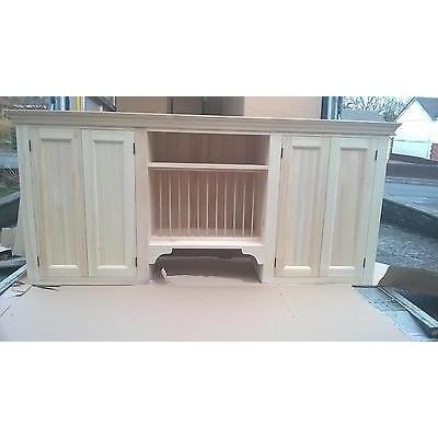 Solid pine kitchen wall cabinet with plate rack - Woodliving