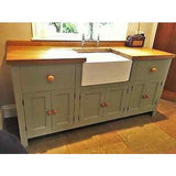 Free Standing Belfast Sink Unit with Rustic Oak Worktop, includes sink and taps - Woodliving