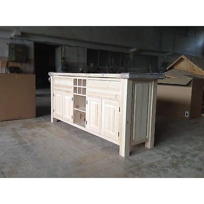 Solid Pine Island Unit with wine rack and full width shelf
