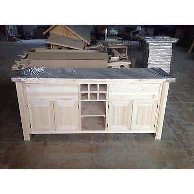 Solid Pine Island Unit with wine rack and full width shelf - Woodliving