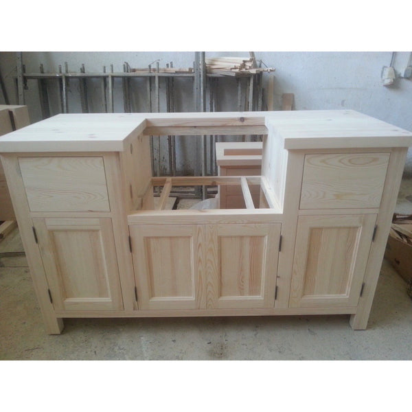 Solid Pine Belfast Sink Kitchen Unit for 600mm width sink - Woodliving