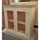 Solid pine kitchen wall cabinet with glazed doors - Woodliving