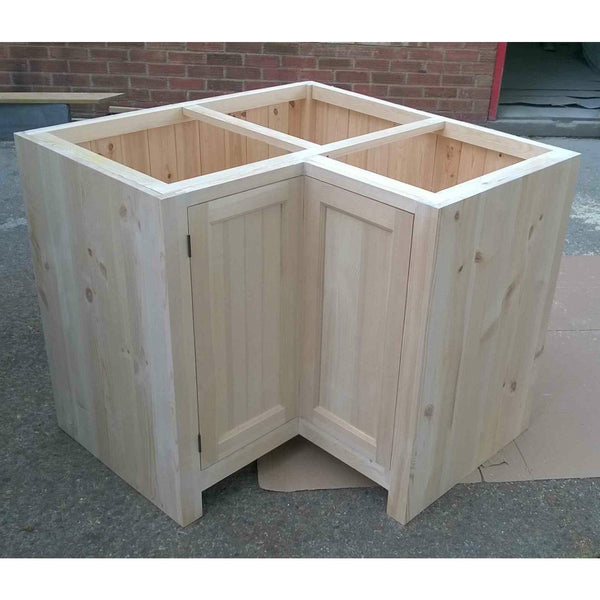 Solid Pine L-shape Corner Unit with Bi-Fold door - Woodliving