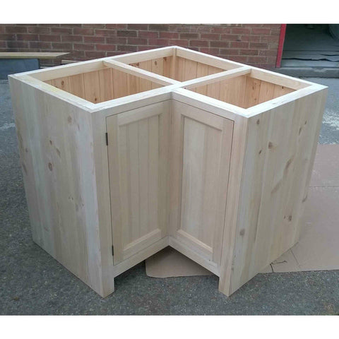Solid Pine L-shape Corner Unit with Bi-Fold door - Woodliving