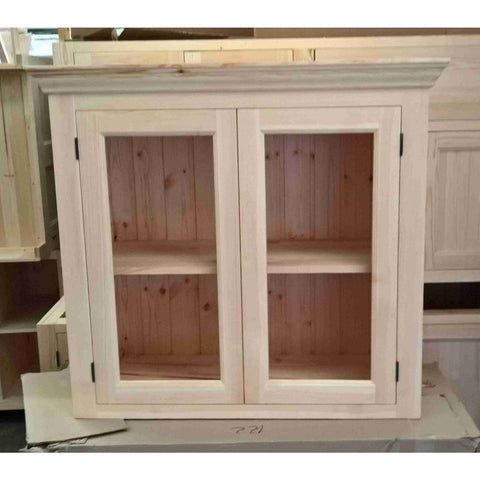 Solid pine kitchen wall cabinet with glazed doors - Woodliving